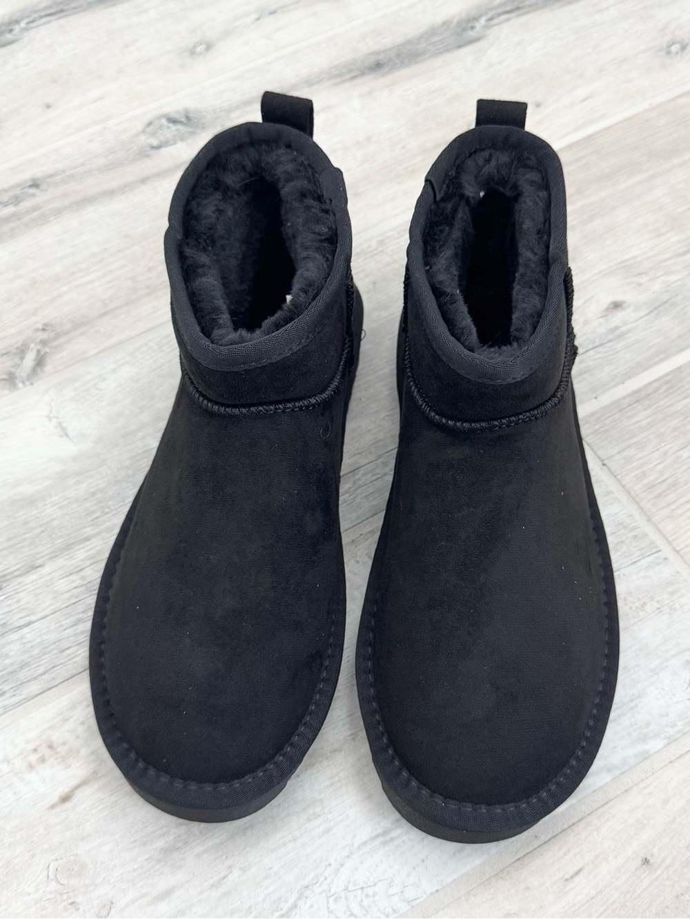 Soda Black Ankle Faux Suede Boots